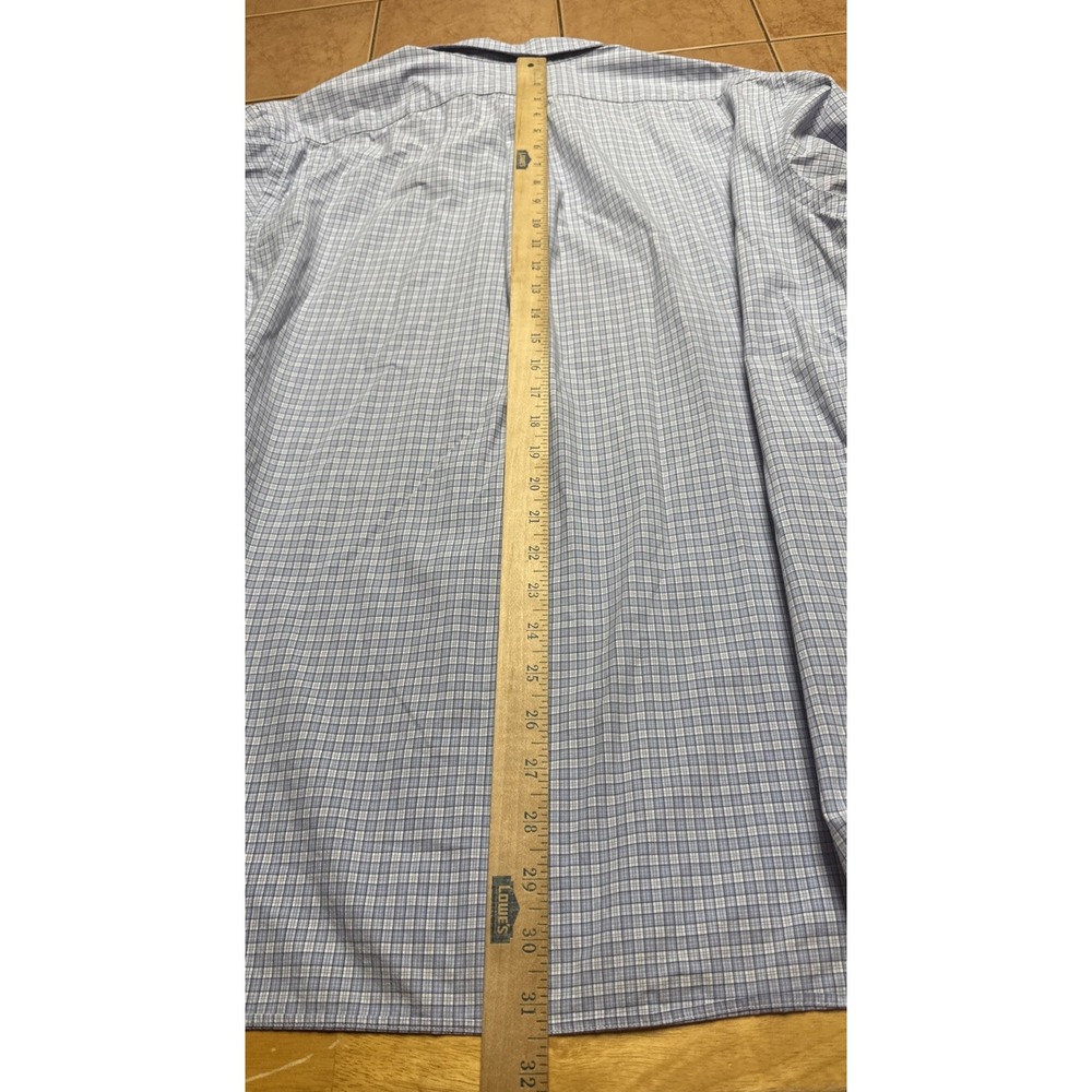 Polo Ralph Lauren Men's Blue Plaid Dress Button Front Shirt Sz 18 46 Pony Logo - Picture 7 of 7